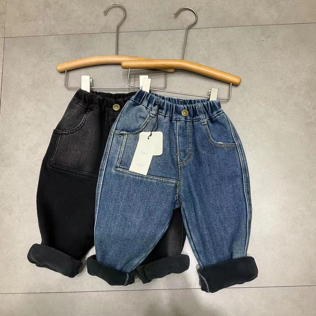 【实体商场品牌】zm&kids 9909秋冬加绒牛仔裤一体绒弹力软牛仔