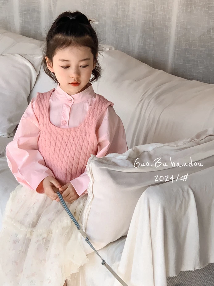 【实体商场品牌】gbbd&kids 6069春季女童衬衫马甲两件套毛衫马甲