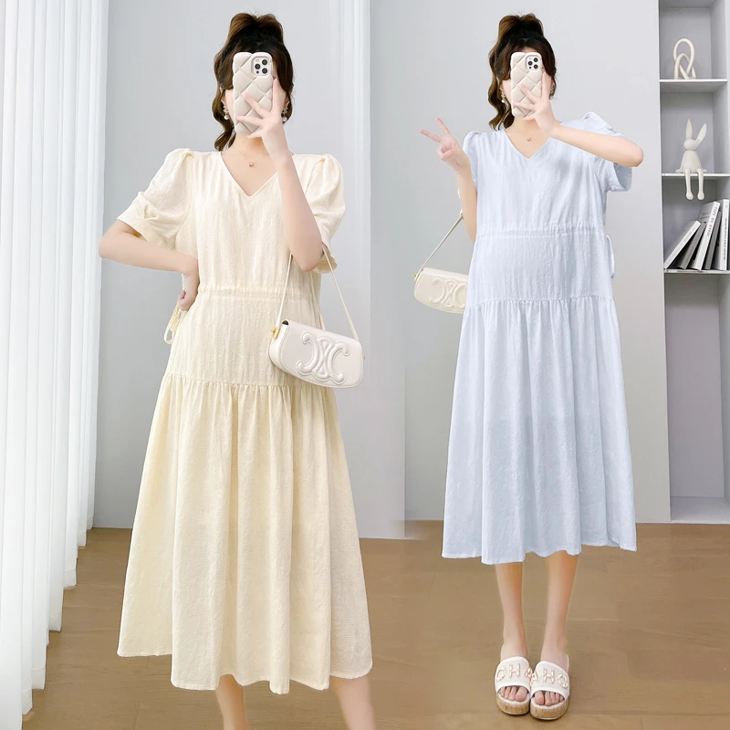 孕妇夏装连衣裙2024新品夏季时尚韩版中长款宽松洋气大码薄款裙子