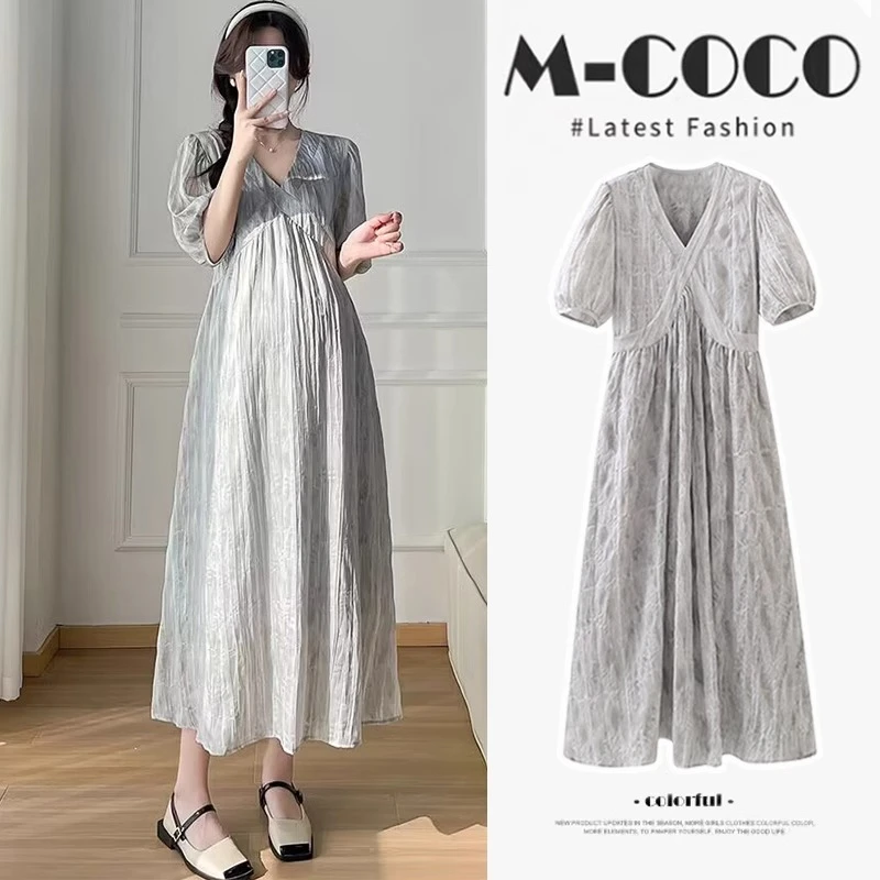 孕妇夏装连衣裙2025新款法式气质夏季宽松雪纺裙子时尚洋气长裙子