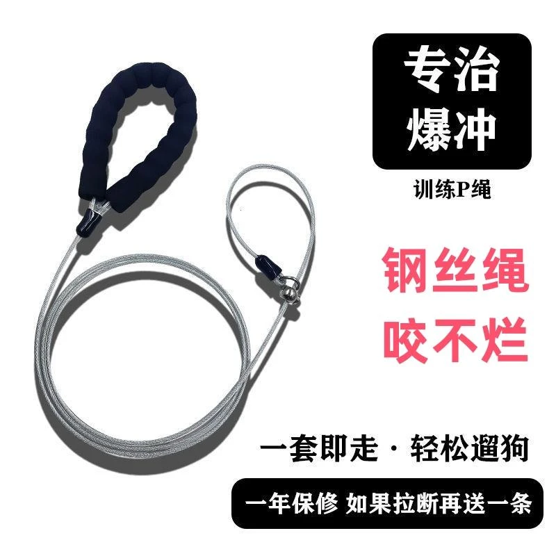 狗绳子牵引绳夏季咬不断防爆冲大狗p绳p链专业训犬钢丝狗链窒息绳