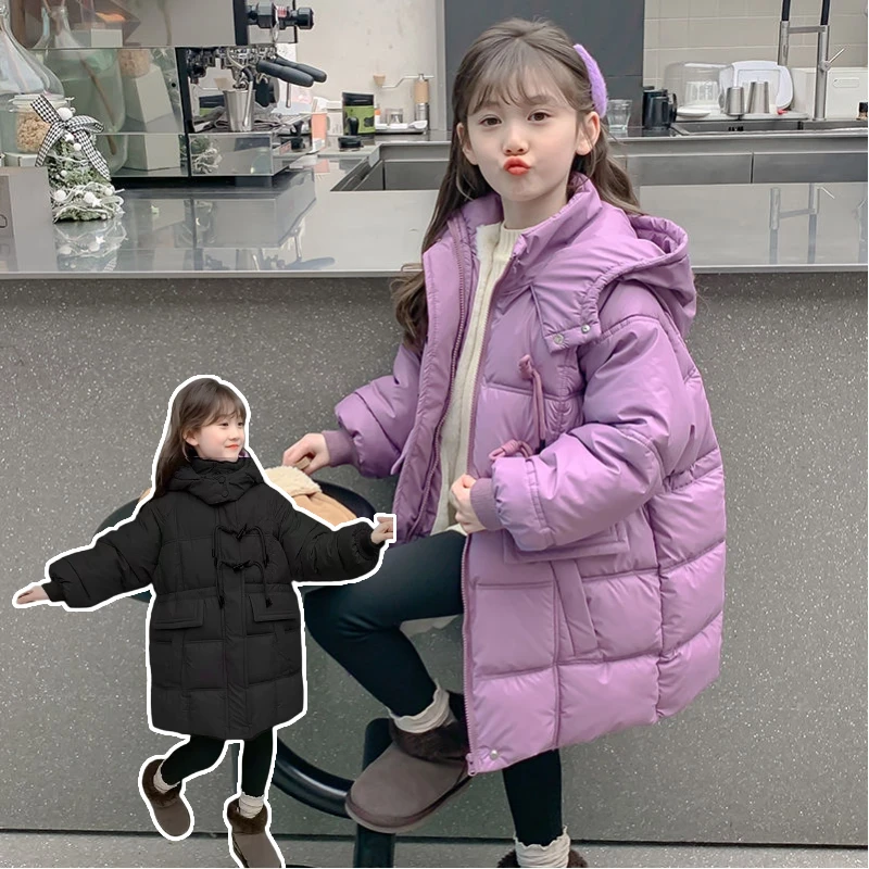 免洗防水女童棉服冬装2025新款小女孩中长款棉袄外套儿童冬季棉衣