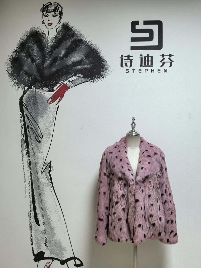 诗迪芬进口美国Lynx cat染色斑点女外套短款时尚高奢整皮冬季新款