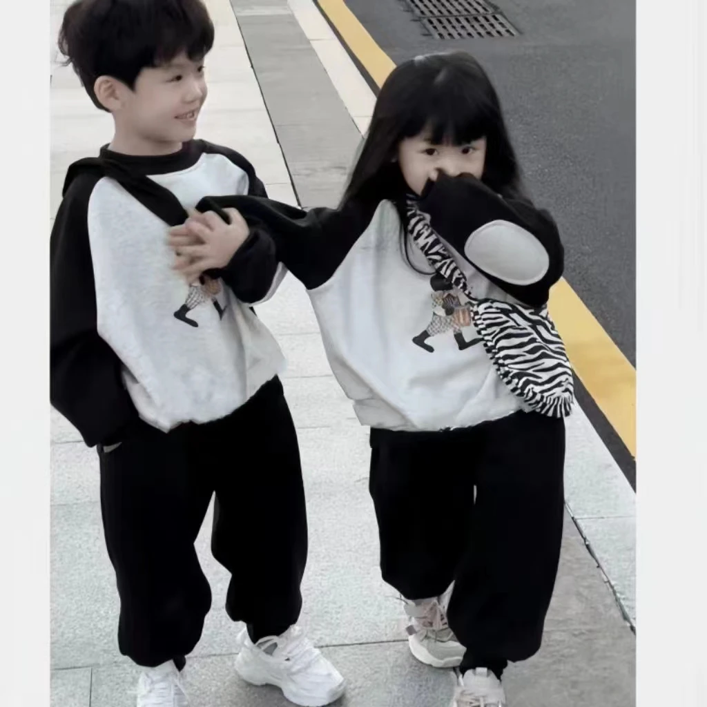 A-Y63儿童洋气秋冬新款潮流加绒套装