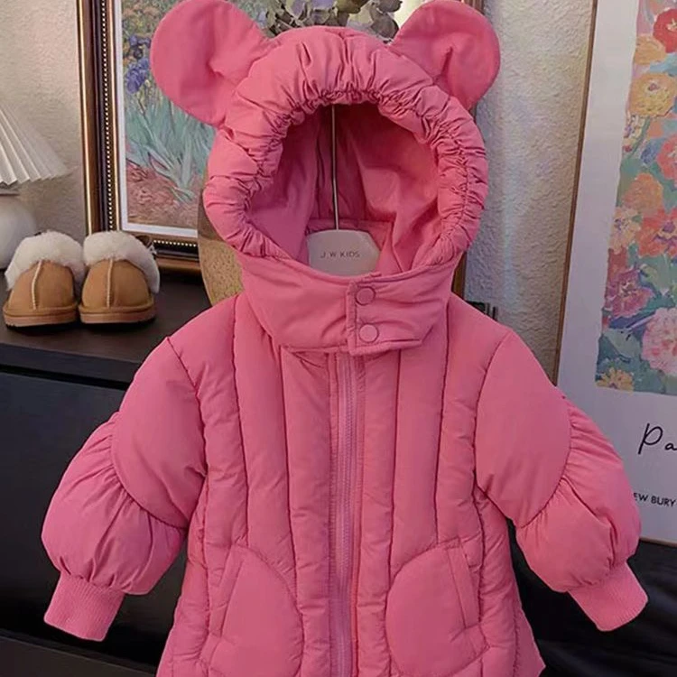 Y-N408【阿楠家甄选】女童冬装棉服立体小熊耳朵泡泡袖粉色棉衣