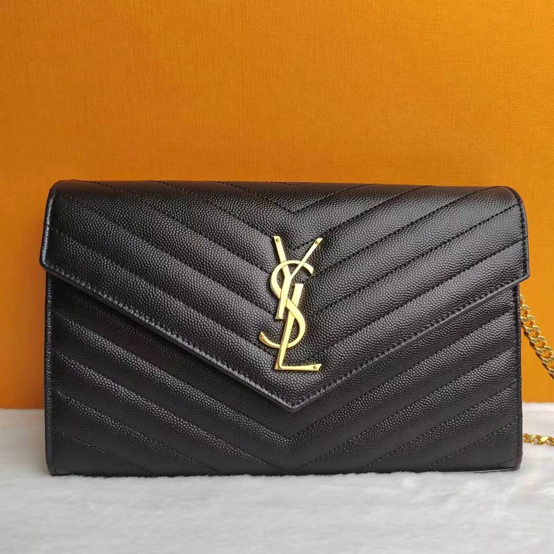 99新 YSL/圣罗兰 kate中号 信封 黑金 801939