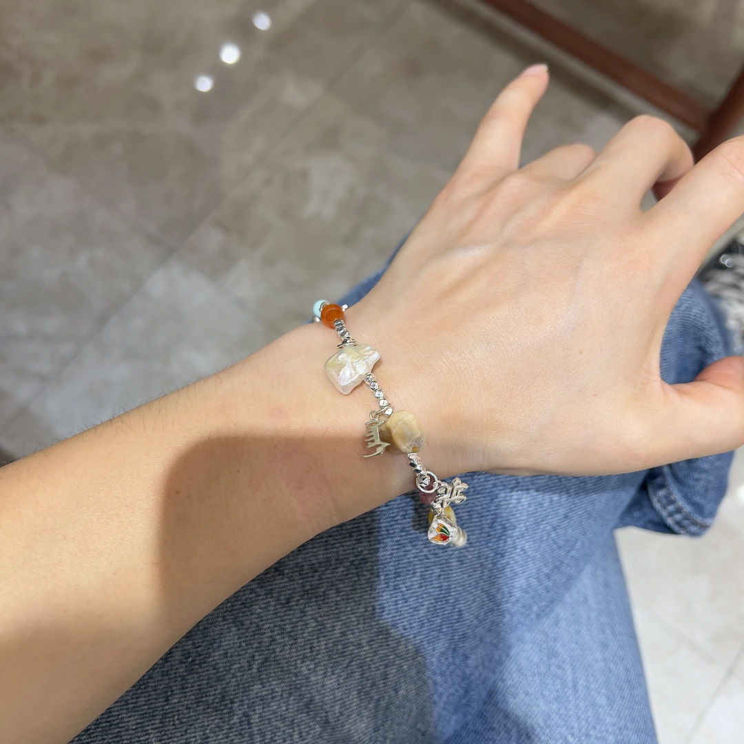 925银手链 阿腾莎银饰 文创 925银彩色时尚单圈手链