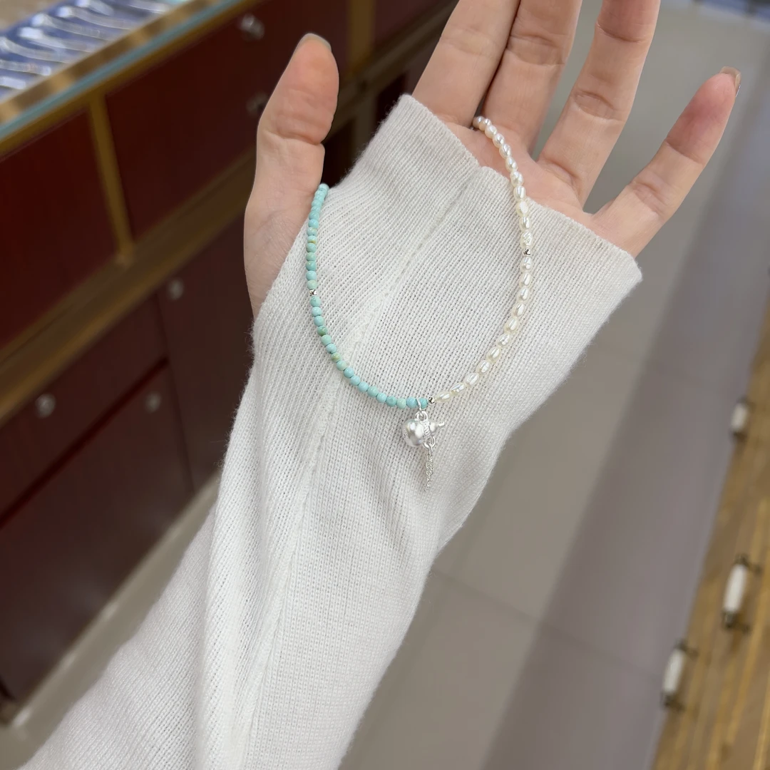 吊坠925银 项链 米兰 雅丹 手工蓝色 项链单圈简约