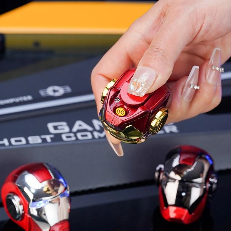 创意个性可发光钢铁侠充电钨丝打火机炫酷指尖陀螺点烟器打火机