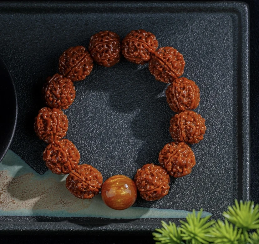 海流璃粗筋双龙纹金刚菩提手串（配饰为二代产品）