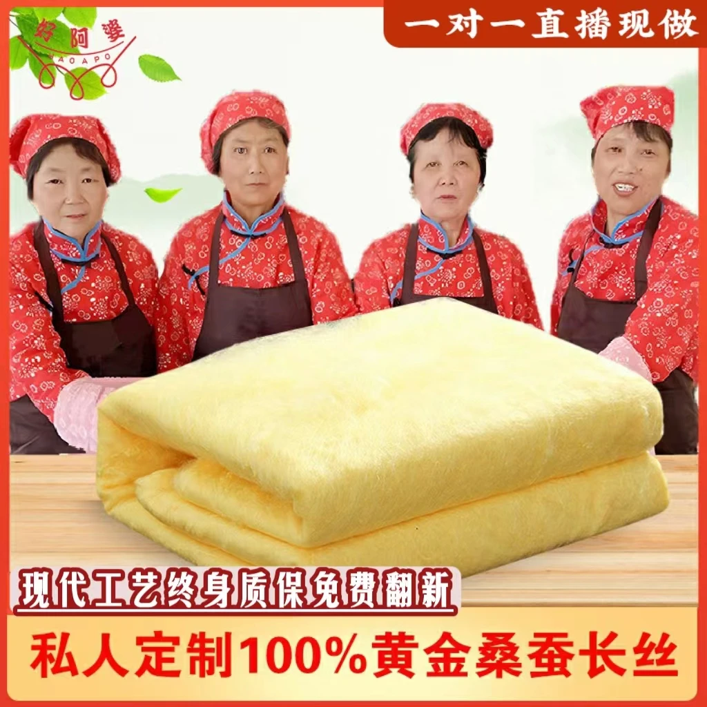 好阿婆10A级现代手工黄金茧蚕丝被100%桑蚕丝婚庆夏春秋冬子母被