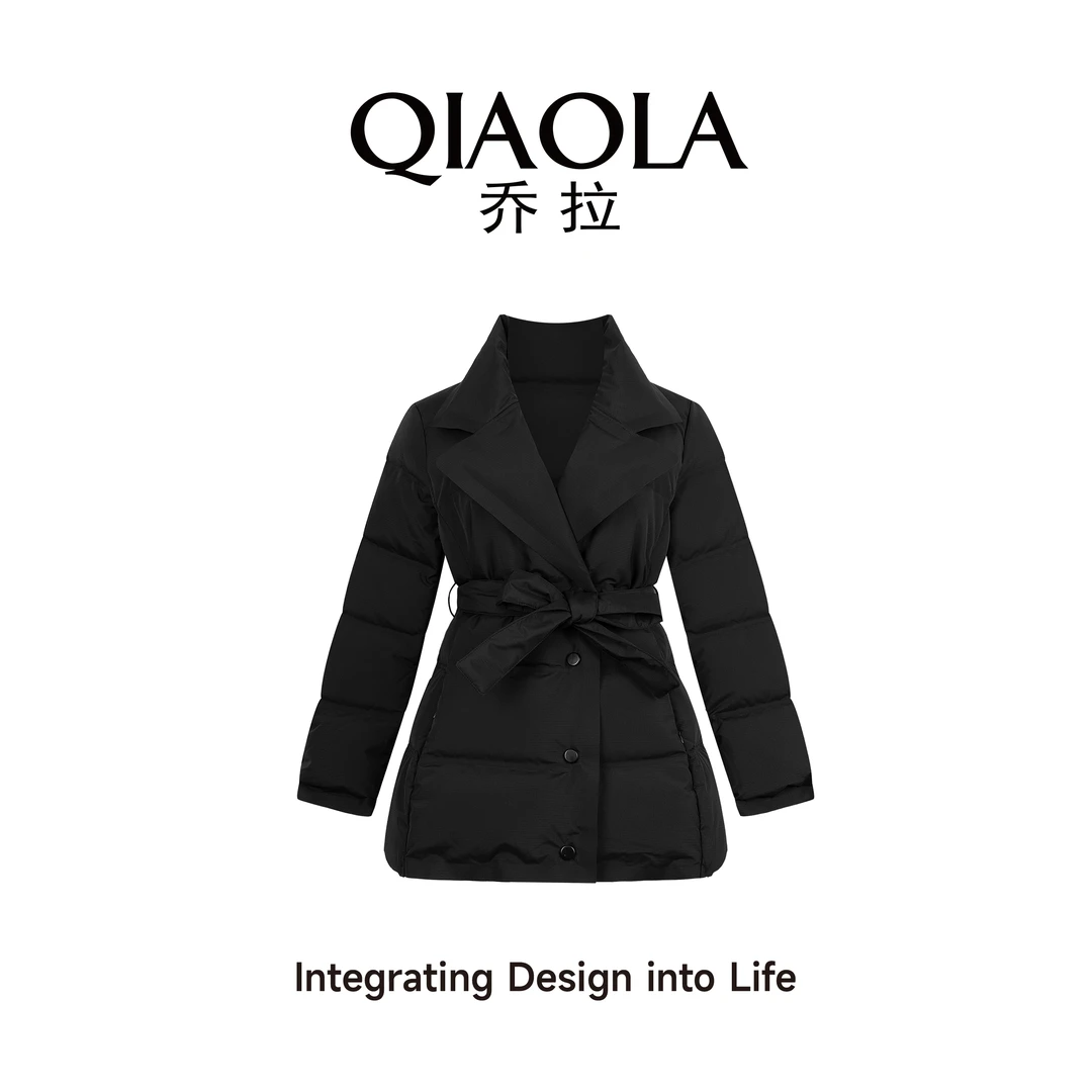 QIAOLA/乔拉【罗马雪夜】秋冬季鸭绒翻领百搭休闲羽绒短外套预售