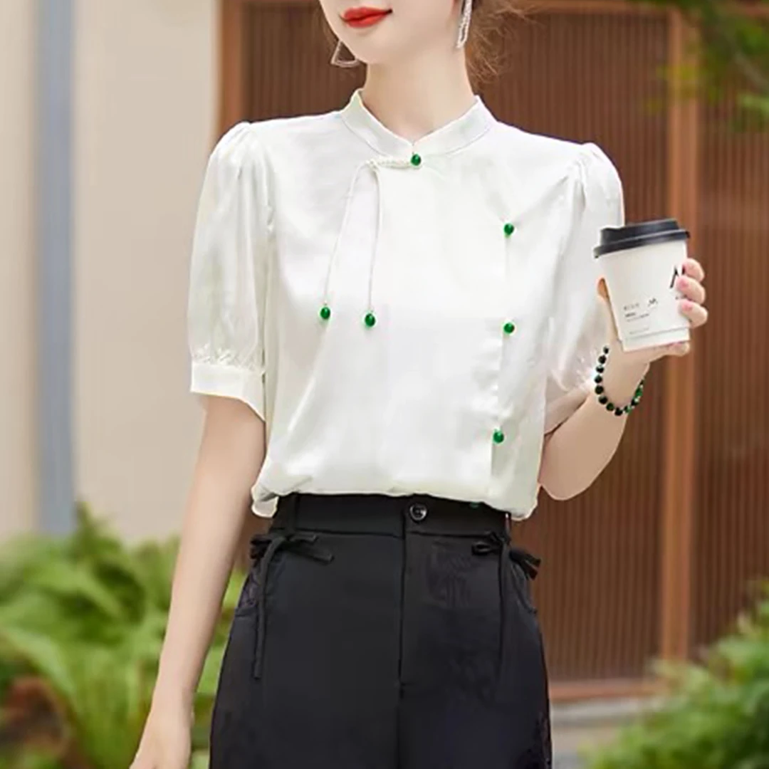 小众衬衫百搭短袖薄款小衫气质白色洋气时尚休闲夏季轻熟显瘦衬衣