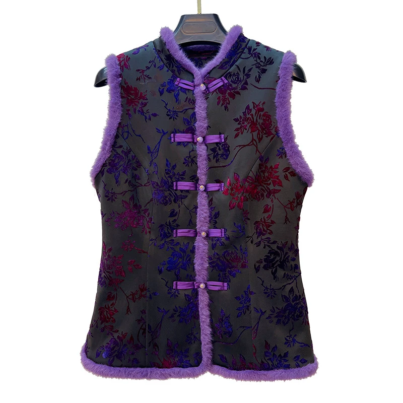 新中式国风提花加棉马夹女2025冬季新品复古改良高级感盘扣坎肩女