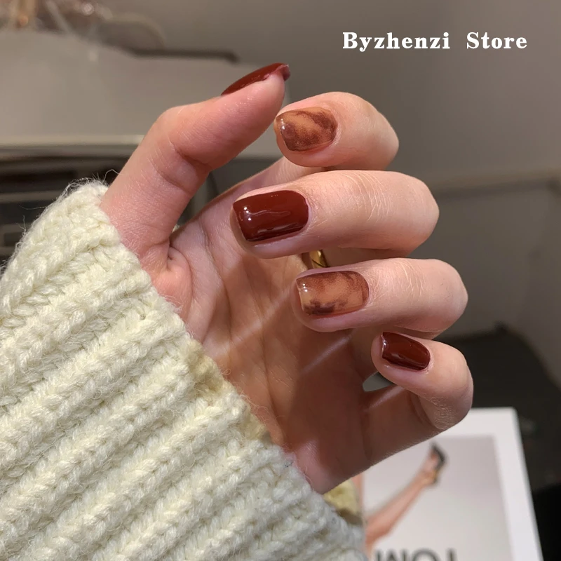 BYZHENZI STORE【红酒琥珀】秋冬指甲贴甲油膜