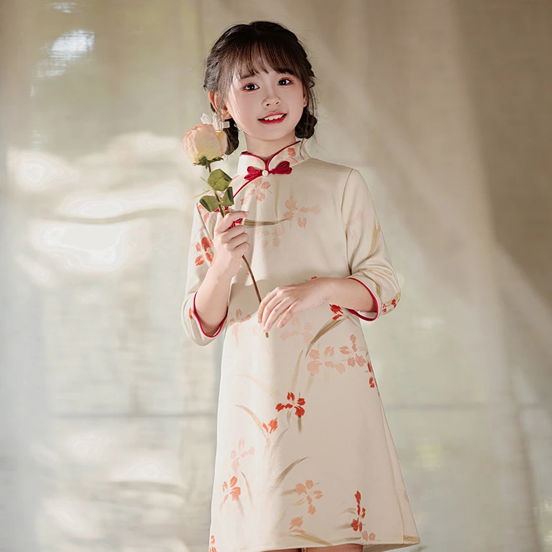 女童旗袍民国风2025新款夏季儿童古风高端汉服连衣裙子春秋演出服