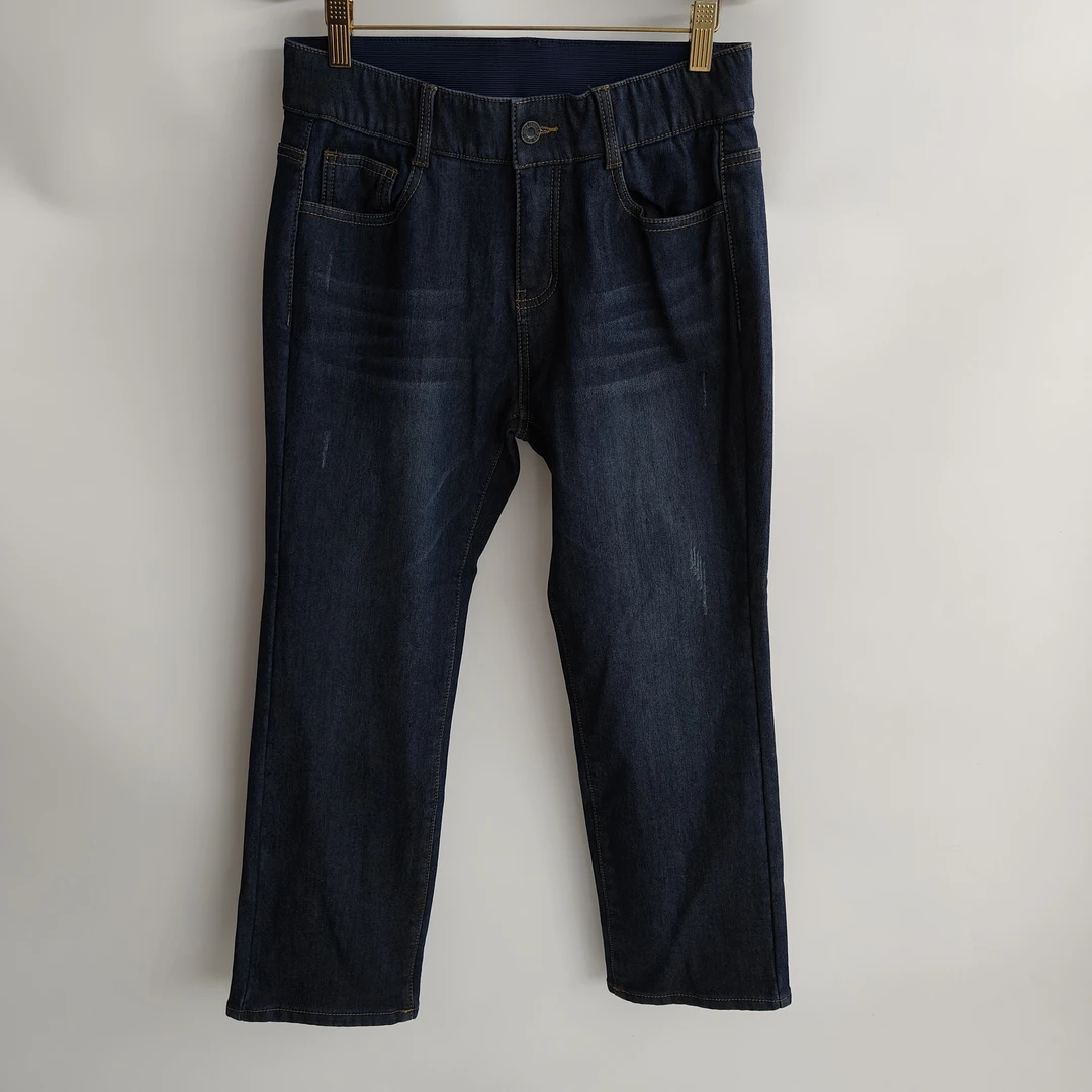 HS2706 秋冬新款时尚百搭休闲纯色加绒女士保暖质感通勤牛仔裤