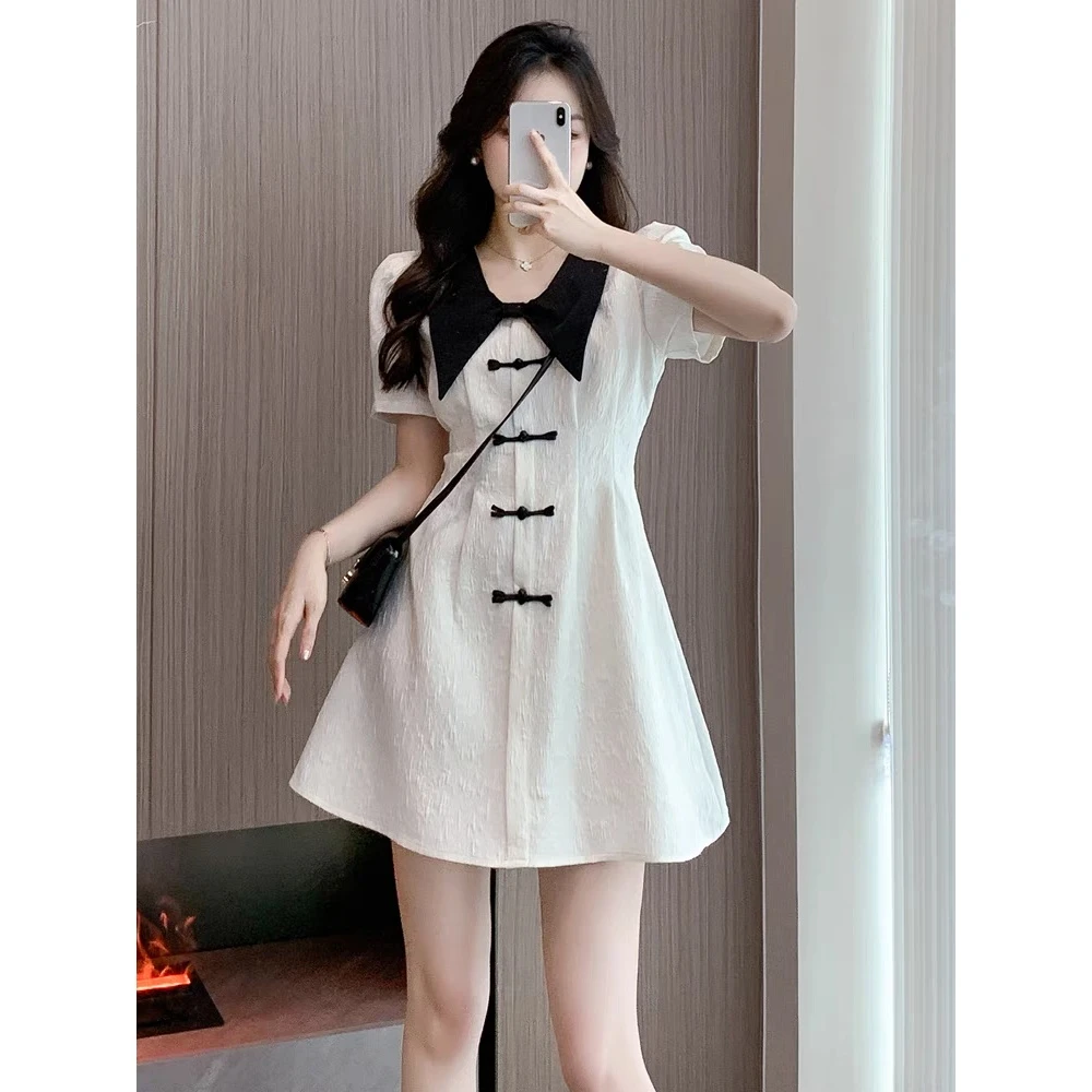 300斤特大码女装胖mm娃娃领遮肚显瘦裙2025夏季法式紧身