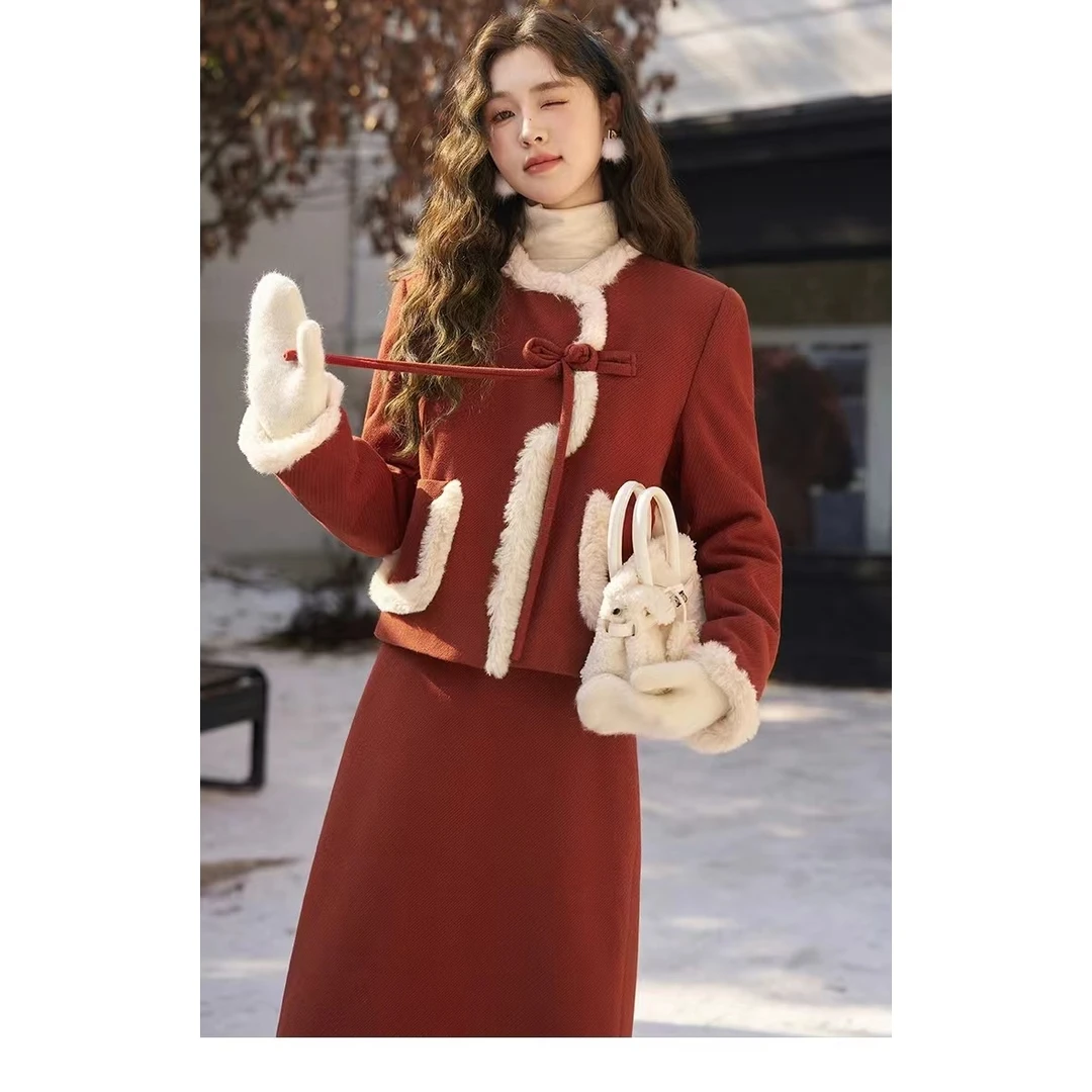 yuan＆yuan特大码定制~【雁南飞】300斤女装胖mm显瘦秋冬新中式套装