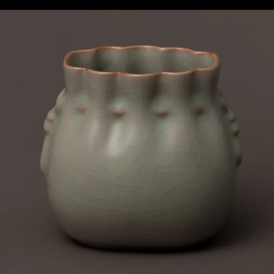 柏采窑汝窑茶具粉青釉摆件GYR-135BX(四代)陶瓷纯手工冰裂釉