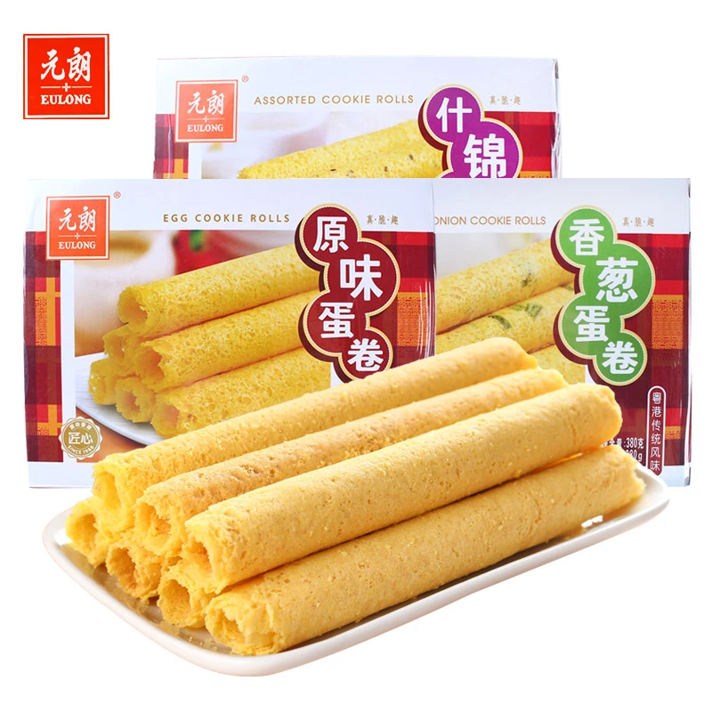 EULONG/元朗什锦蛋卷380g香葱凤凰休闲零食品下午茶传统老式小吃