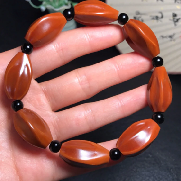 橄榄核雕刻多棱随形素珠手串手工打磨素核光珠手链男女款文玩配饰