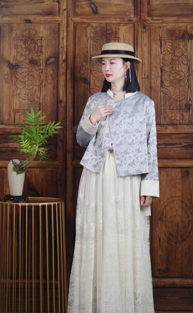 秋冬桑蚕丝庄子梦蝶外套