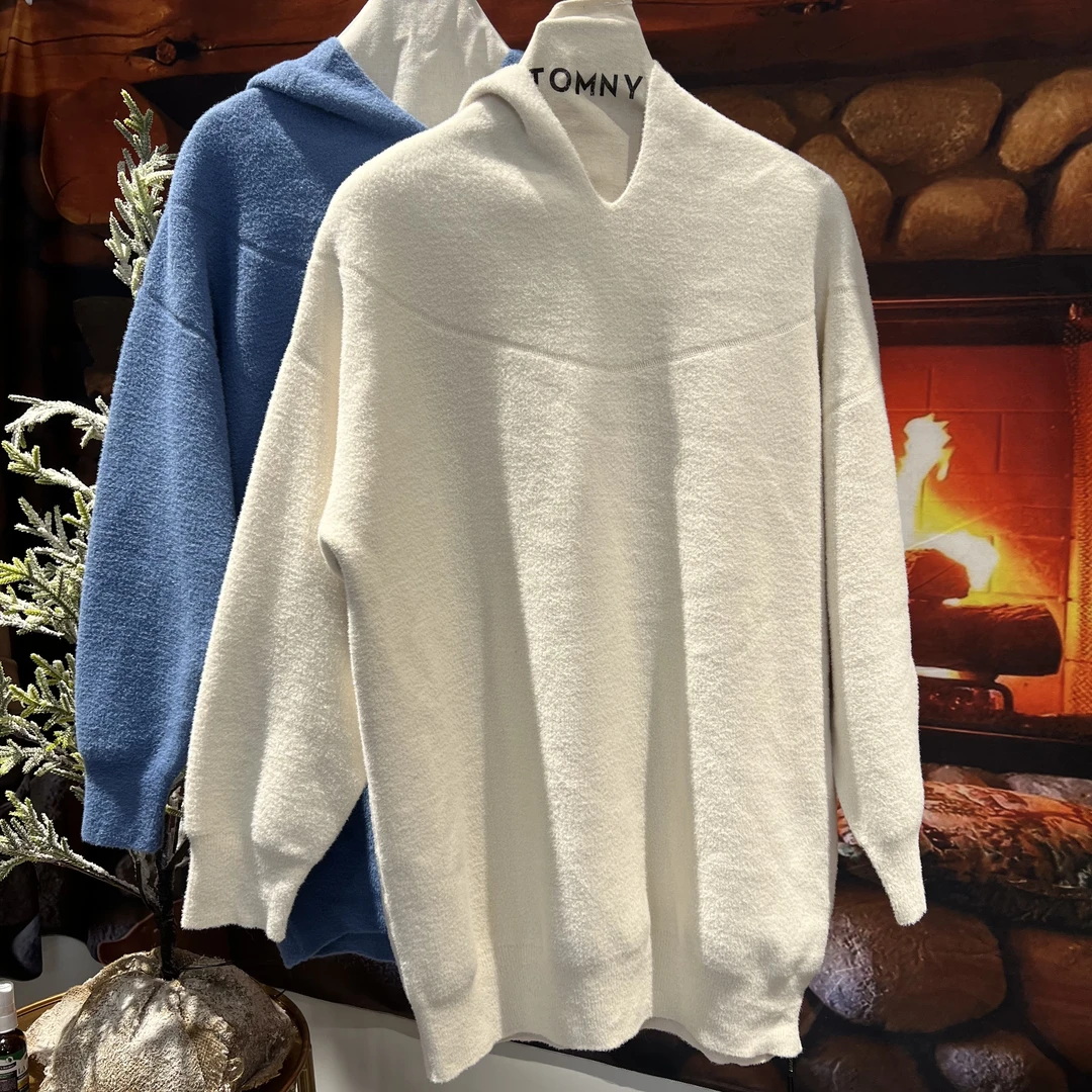 秋冬新款连帽百搭高端休闲羊毛衫套头时尚保暖