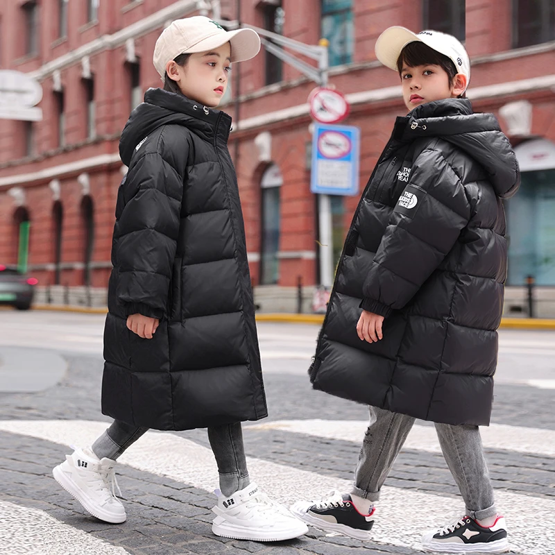 女童羽绒服2024新款洋气冬季儿童中长款男大童加厚外套免洗白鸭绒