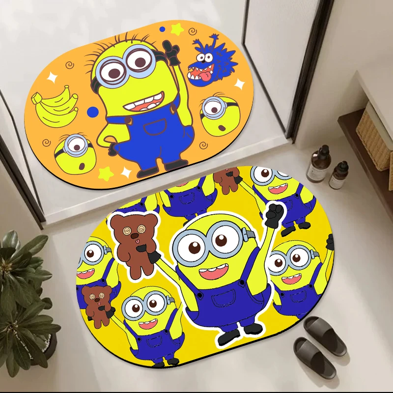 小黄人卡通浴室吸水地垫软硅藻泥卫生间门口防滑脚垫厕所速干地毯