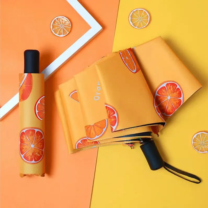 手动可折叠防晒晴雨两用伞水果黑胶防紫外线电动车遮阳伞太阳雨伞