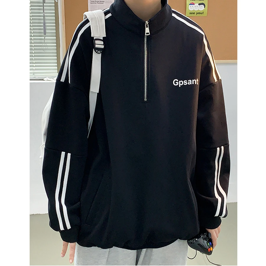 潮流半拉链长袖立领ins休闲宽松港风帅气百搭韩版学生春夏外套男