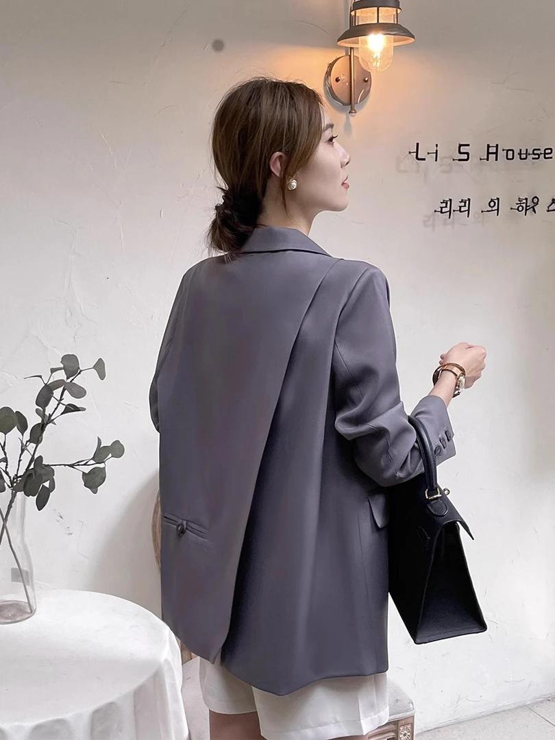 chic灰色小西装外套女小个子2025年秋冬新款高级感设计感小众西服