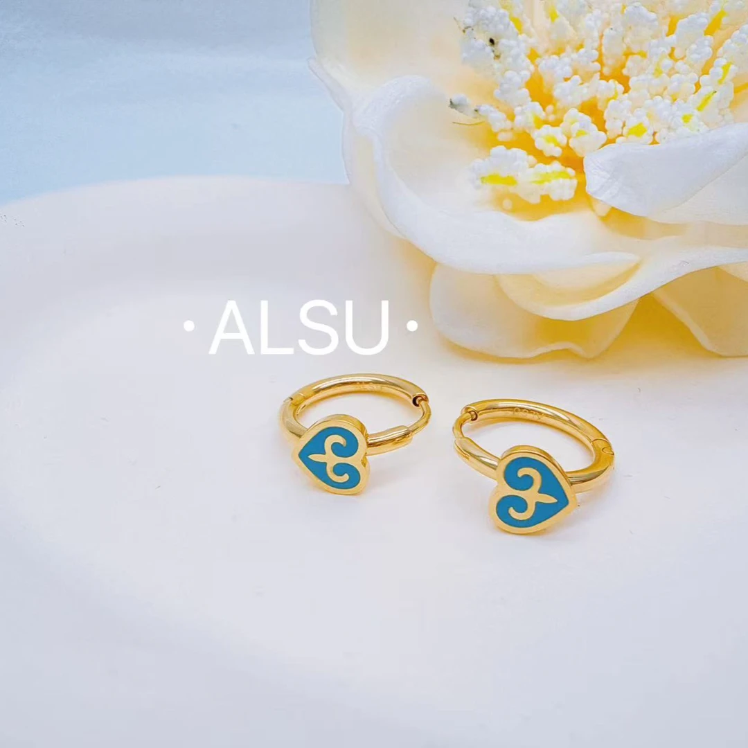 合金硅胶耳饰 ALSU原创经典迷你蓝色耳环简约气质百搭时尚轻奢