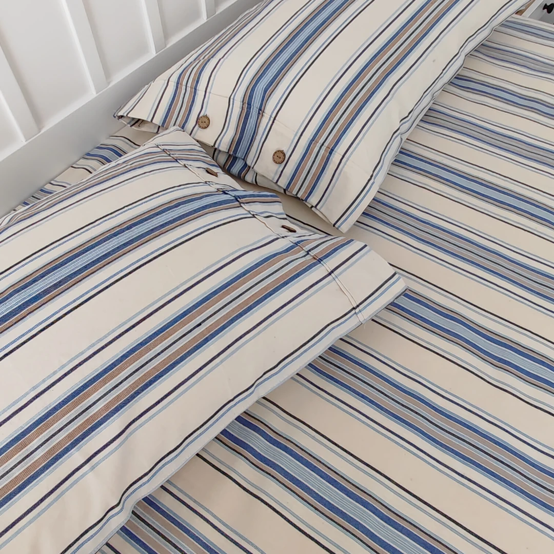 原棉A类100%精梳棉山东老粗布柔软亲肤吸汗透气床单单件三件套