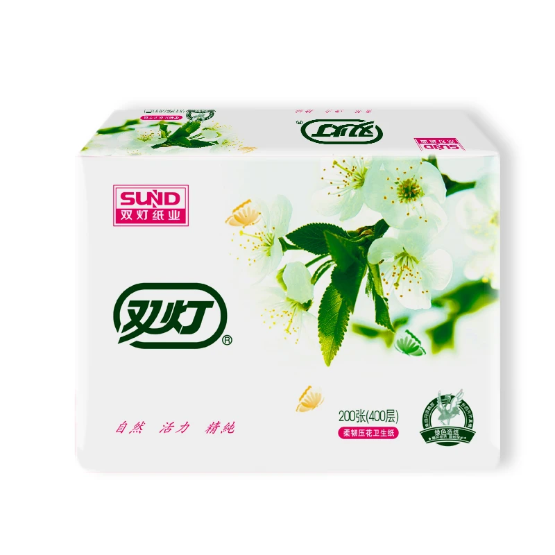 双灯卫生纸 5连包400樱花压花 柔韧耐用厕纸草纸 实惠装厂家正品