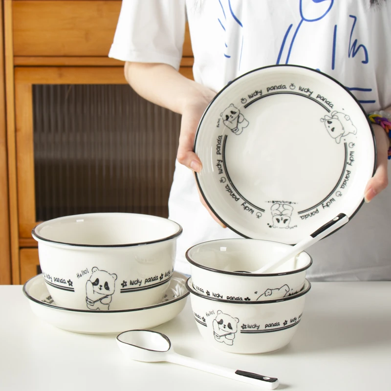 可爱熊组合装网红高颜值创意家用陶瓷右下彩套装组合2人食