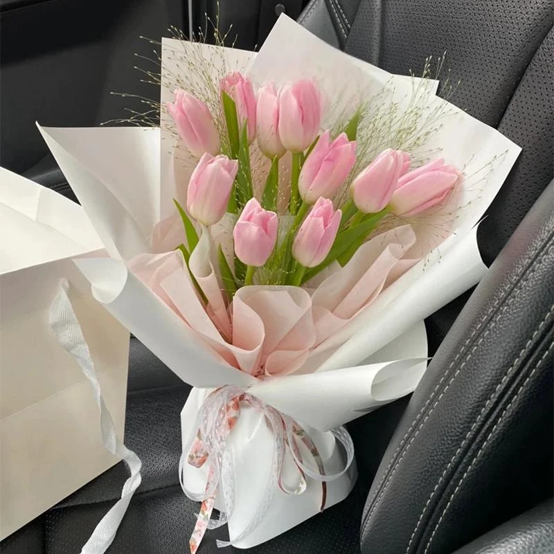 【不止欢喜】10朵粉色郁金香鲜花花束纪念日送女友送同事送闺蜜送长辈鲜花小时达同城配送