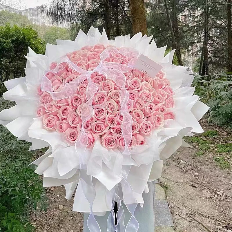 【梦中情人】99朵粉玫瑰网红尖尖角鲜花花束送女友送老婆送闺蜜鲜花小时达同城送货上门