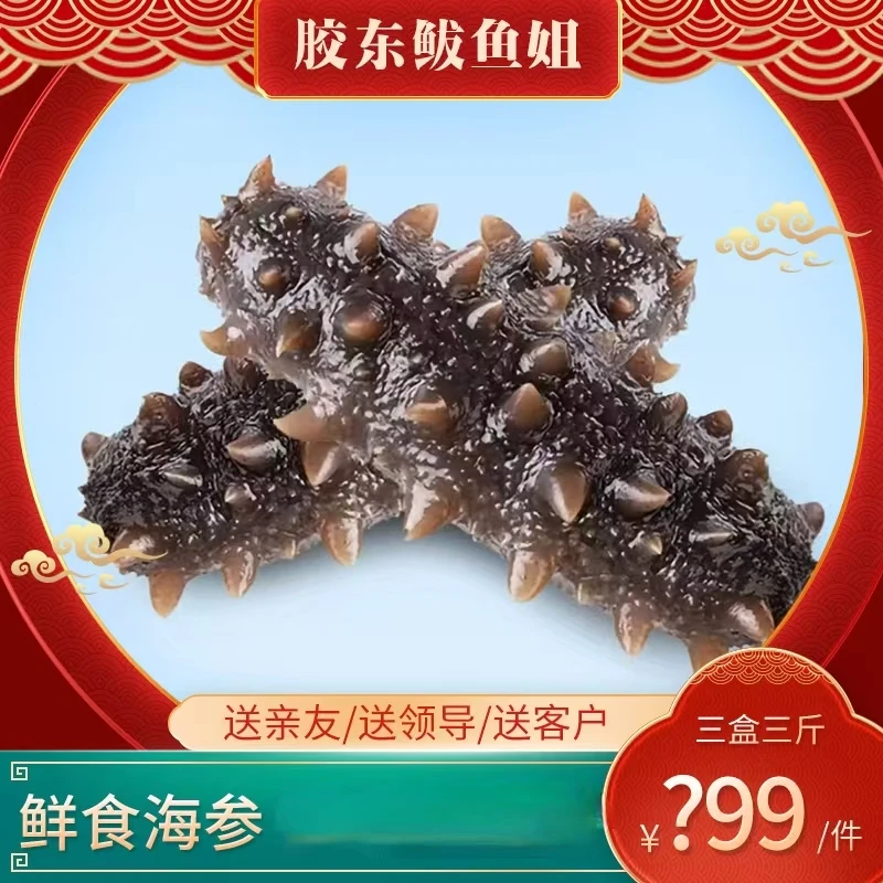 中炊3斤鲜食海参即食每斤10-14头左右,到手27-30左右高9-10CM左右