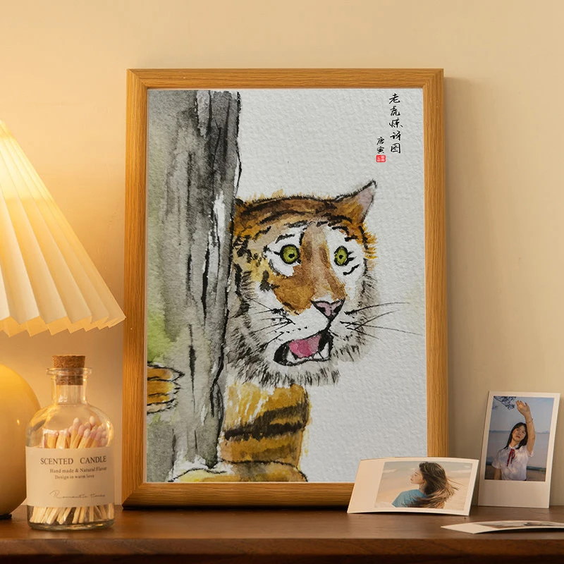 恶搞老虎装饰画搞笑老虎惊讶图书房卧室茶几简约挂画创意礼物潮