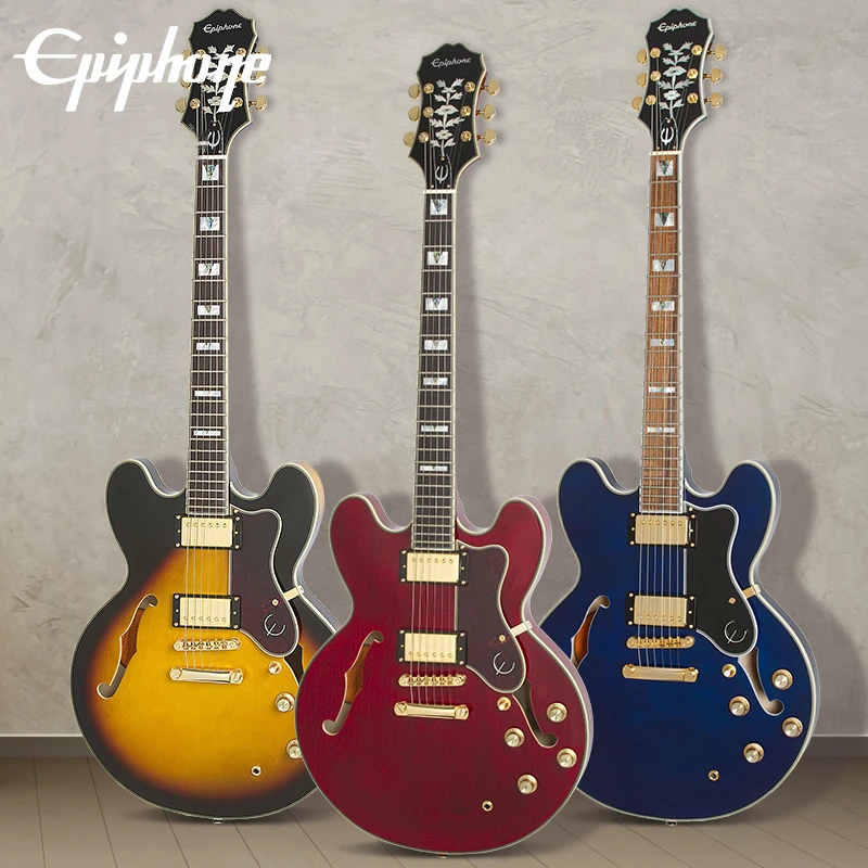epiphone爵士吉他Sheraton易普锋新手专用摇滚电吉他初学者空心吉