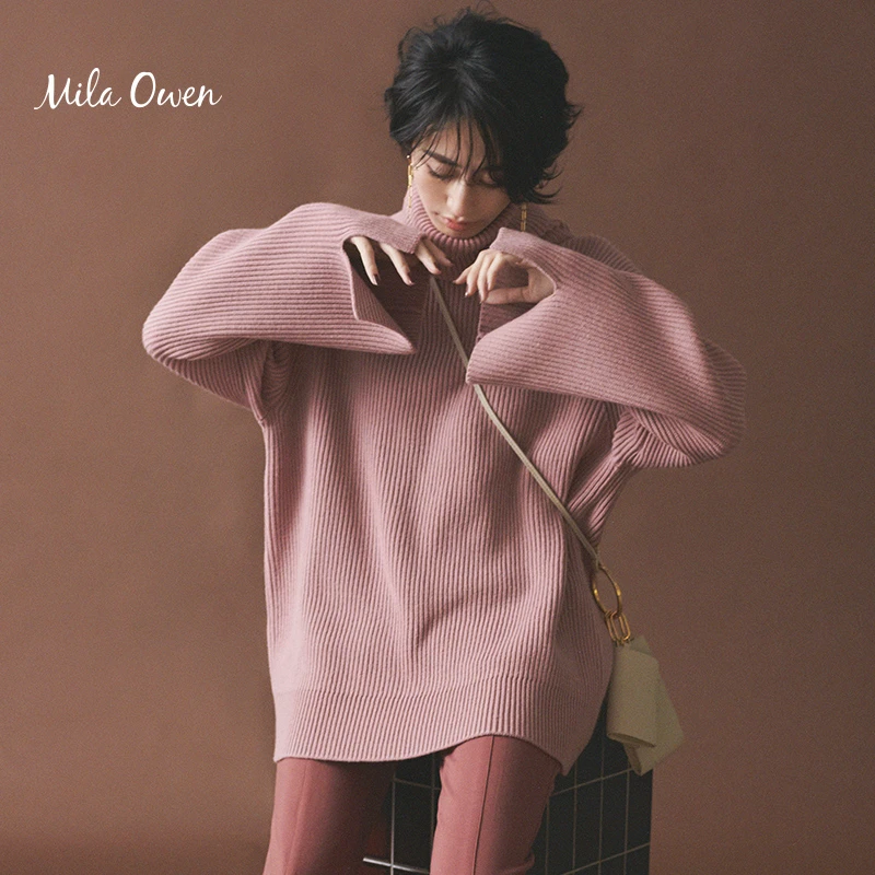 Mila Owen 春季款慵懒风休闲简约宽松羊毛混纺针织毛衣上衣女士