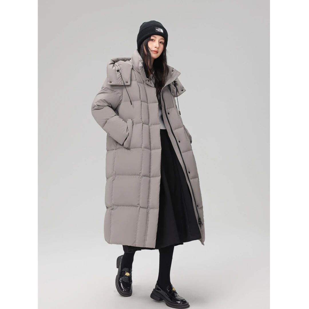 Basic House/百家好KL24年时尚高级可拆卸连帽显瘦长款羽绒服外套