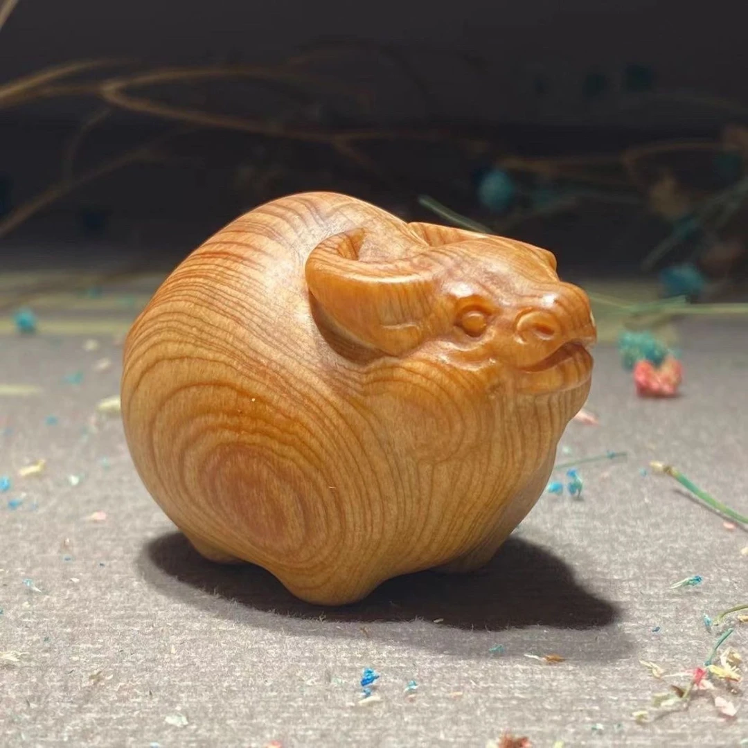 太行崖柏木雕胖牛生肖牛文玩招财手把件摆件随身转运摆件工艺品