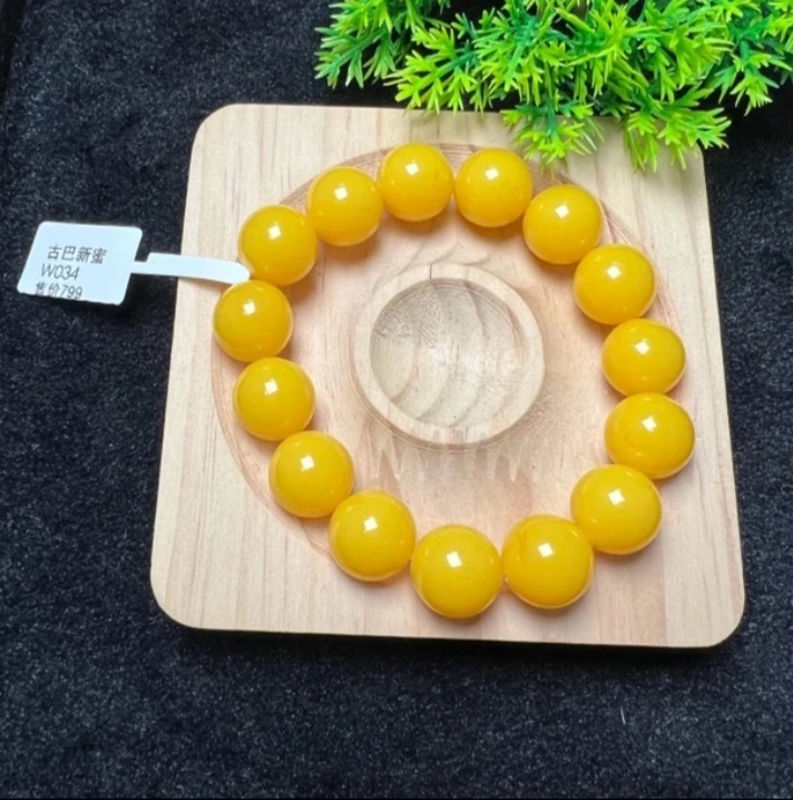 w034 藏族精美纯黄14手串