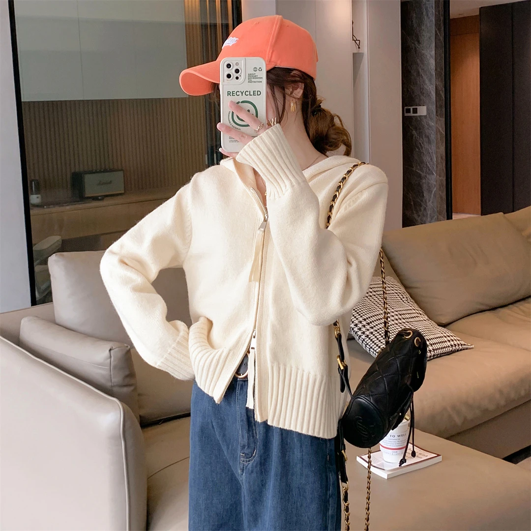 5M102 YS1唐狮春秋百搭双头拉链连帽针织开衫   ET4G380