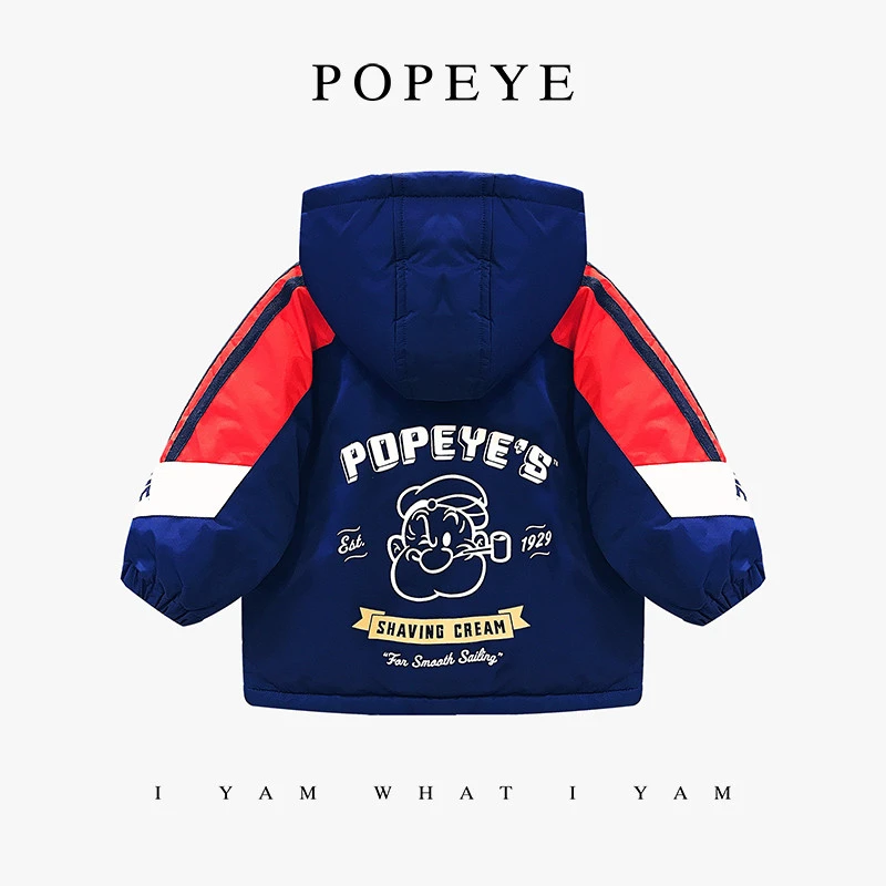 大力水手POPEYE男女童2022秋冬新款棉衣宝宝加绒外套PN1D2MYW041