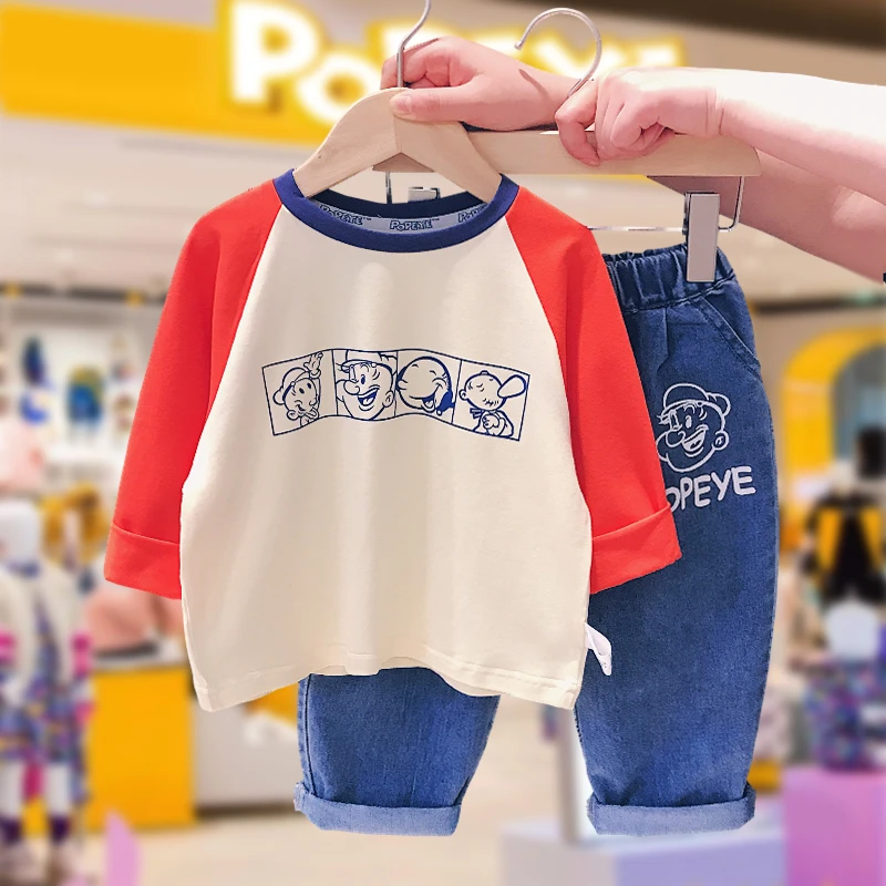 大力水手/POPEYE儿童休闲新款卡通T恤潮男女童2023童装2PCT06