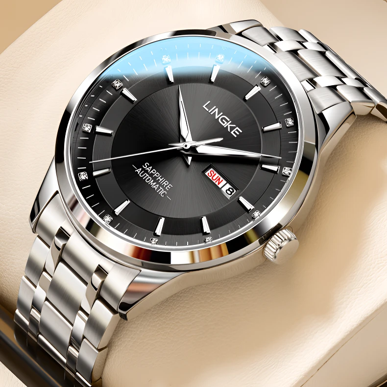 超薄机械表男士简约灰色经典男款腕表高档简约商务全自动机械男表